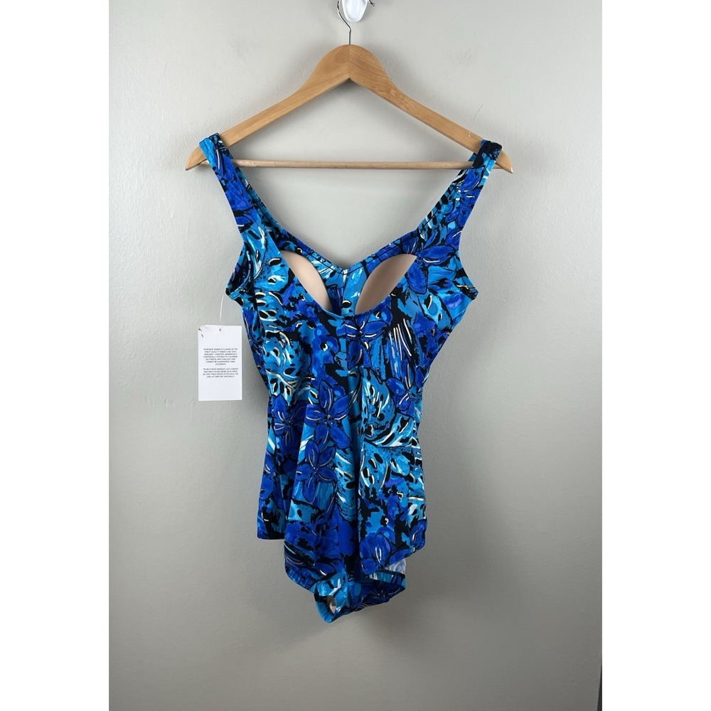 Azul by Maxine of Hollywood NWT Tropical Floral One Piece Swimsuit Size 12 - Picture 5 of 10